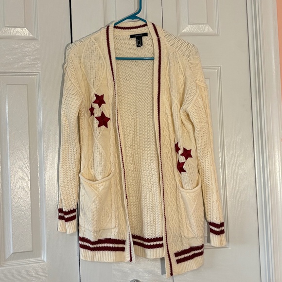 ⭐ Forever 21 Cream Knit Star Cardigan | Size S - Picture 1 of 4